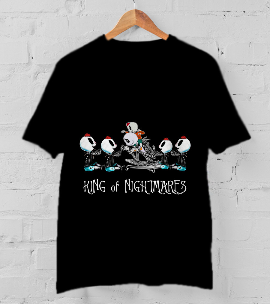 King Of Nightmares With Five Skeleton Boys Red Hats T-Shirt