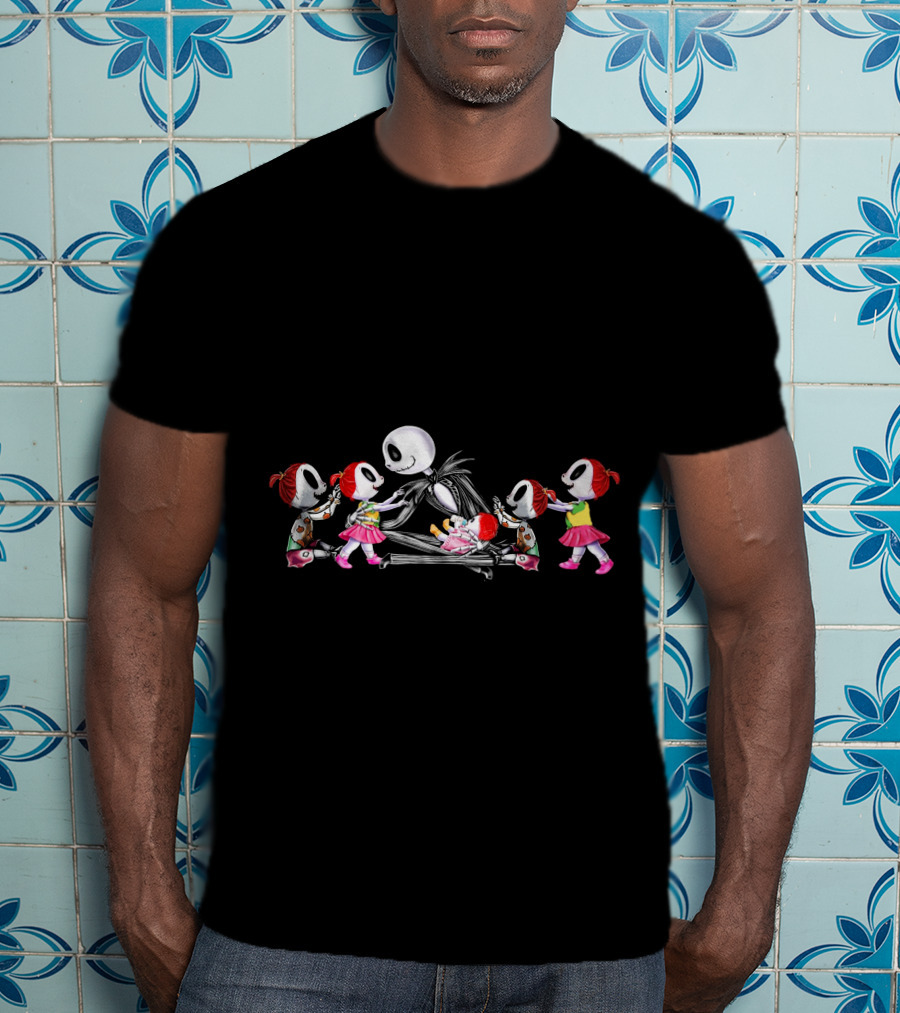 Jack Skellington And Five Chibi Girls T-Shirt