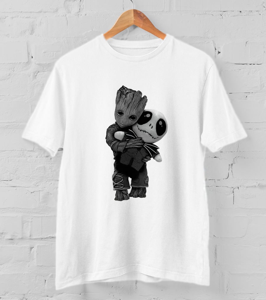 Hello My Old Friend Groot And Jack Skellington Hug T-Shirt