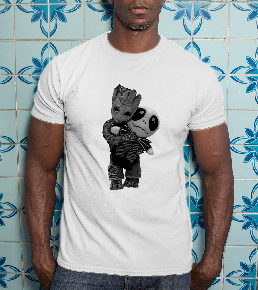 Hello My Old Friend Groot And Jack Skellington Hug T-Shirt
