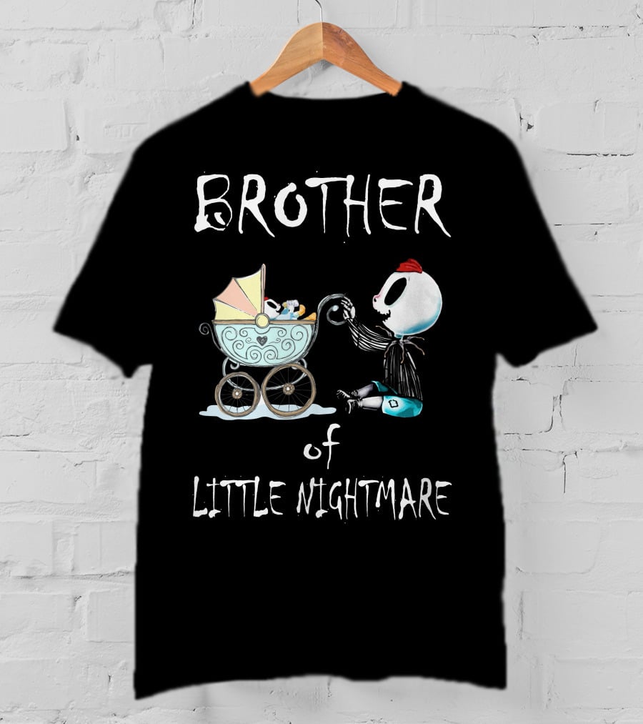 BROTHER Of LITTLE NIGHTMARE Baby Carriage Skull Figure Playful Scene T-Shirt