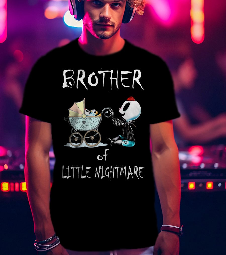 BROTHER Of LITTLE NIGHTMARE Baby Carriage Skull Figure Playful Scene T-Shirt