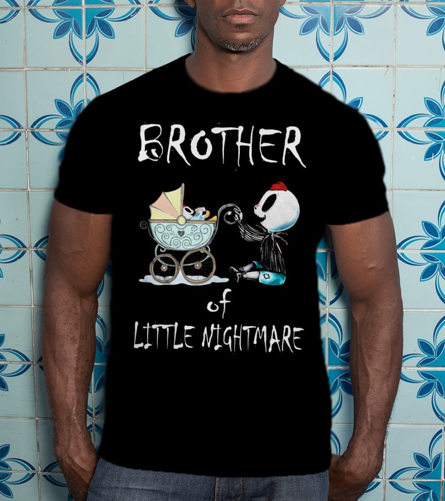 BROTHER Of LITTLE NIGHTMARE Baby Carriage Skull Figure Playful Scene T-Shirt