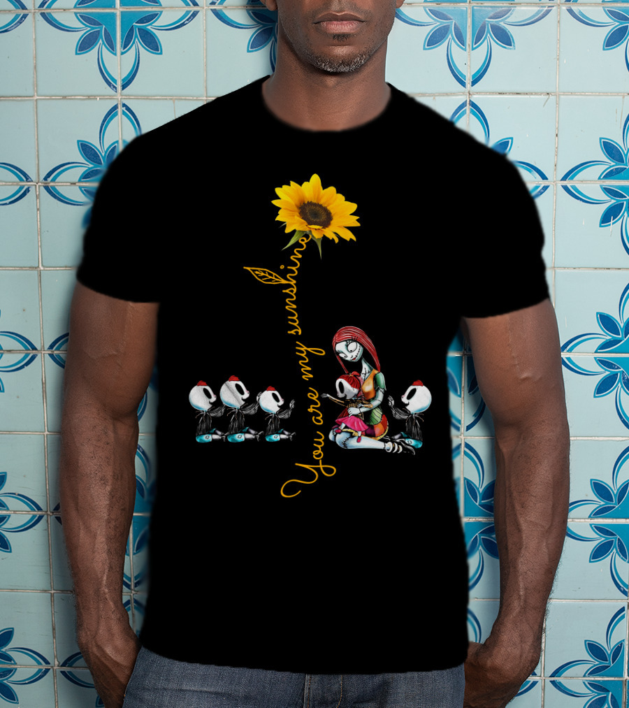 4 Boys 1 Girl You Are My Sunshine Sunflower With Skeleton Family T-Shirt