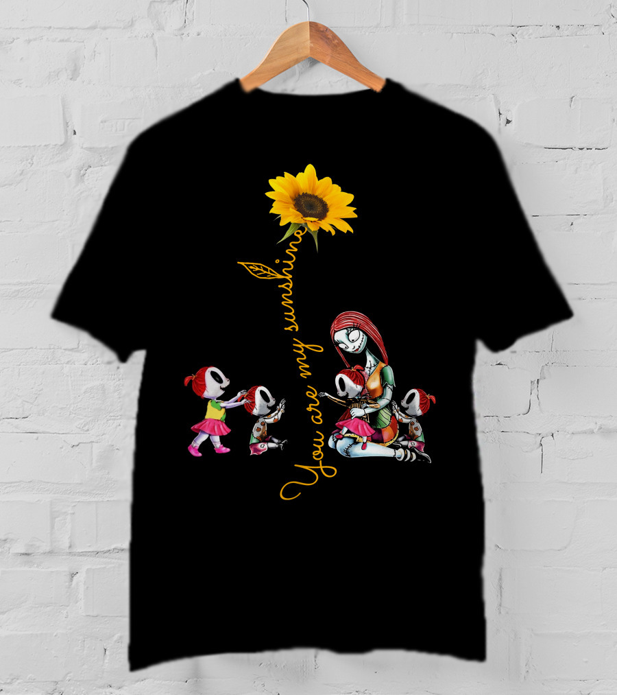 You Are My Sunshine Sunflower With 4 Girls And Stylized Character Hugging T-Shirt