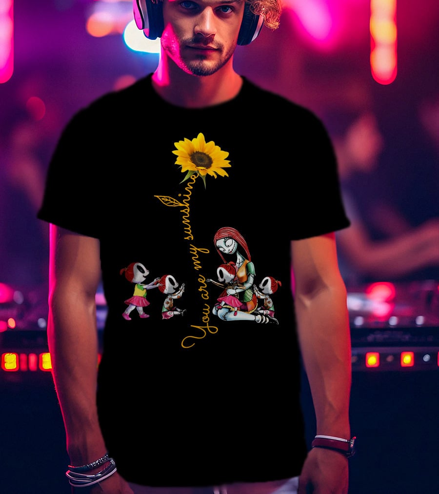 You Are My Sunshine Sunflower With 4 Girls And Stylized Character Hugging T-Shirt