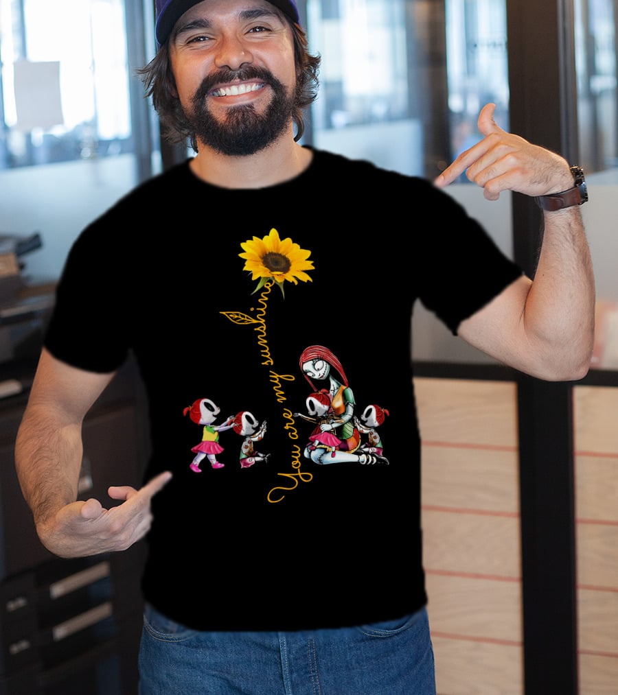 You Are My Sunshine Sunflower With 4 Girls And Stylized Character Hugging T-Shirt