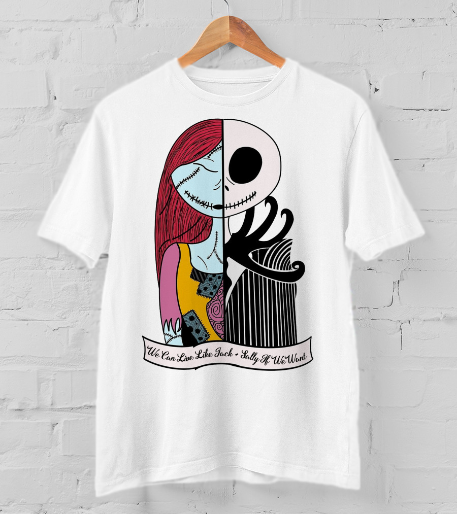 Jack Skellington And Sally Blink 182 We Can Live Like Jack Sally If We Want T-Shirt