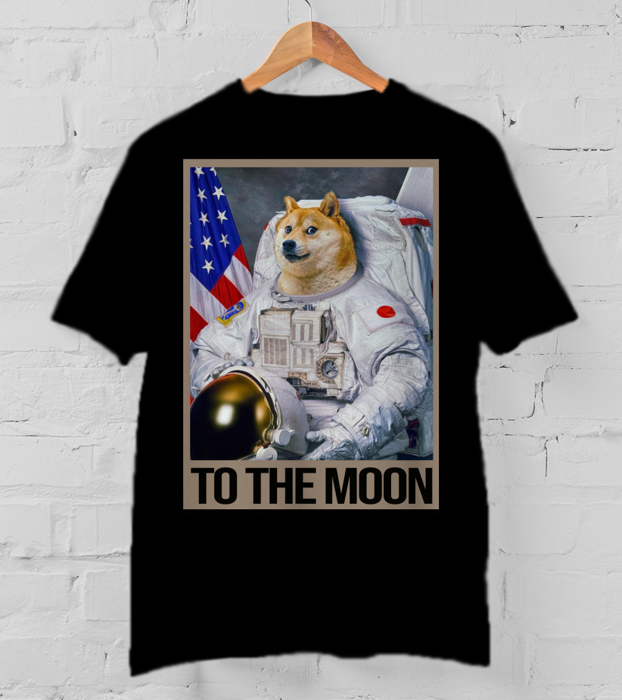 Shibainu Dogecoin Astronaut To The Moon T-Shirt