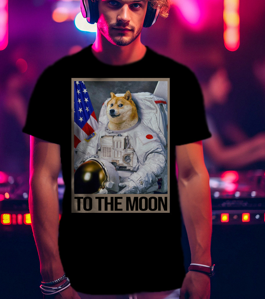 Shibainu Dogecoin Astronaut To The Moon T-Shirt