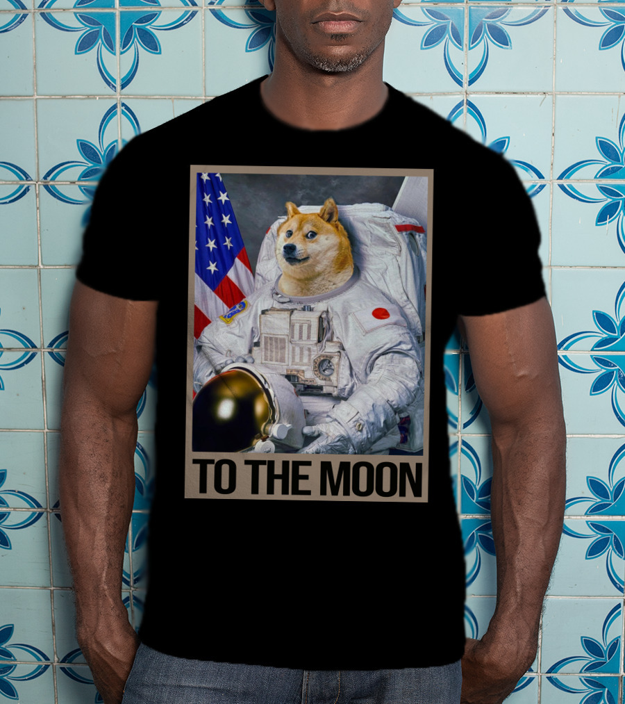 Shibainu Dogecoin Astronaut To The Moon T-Shirt