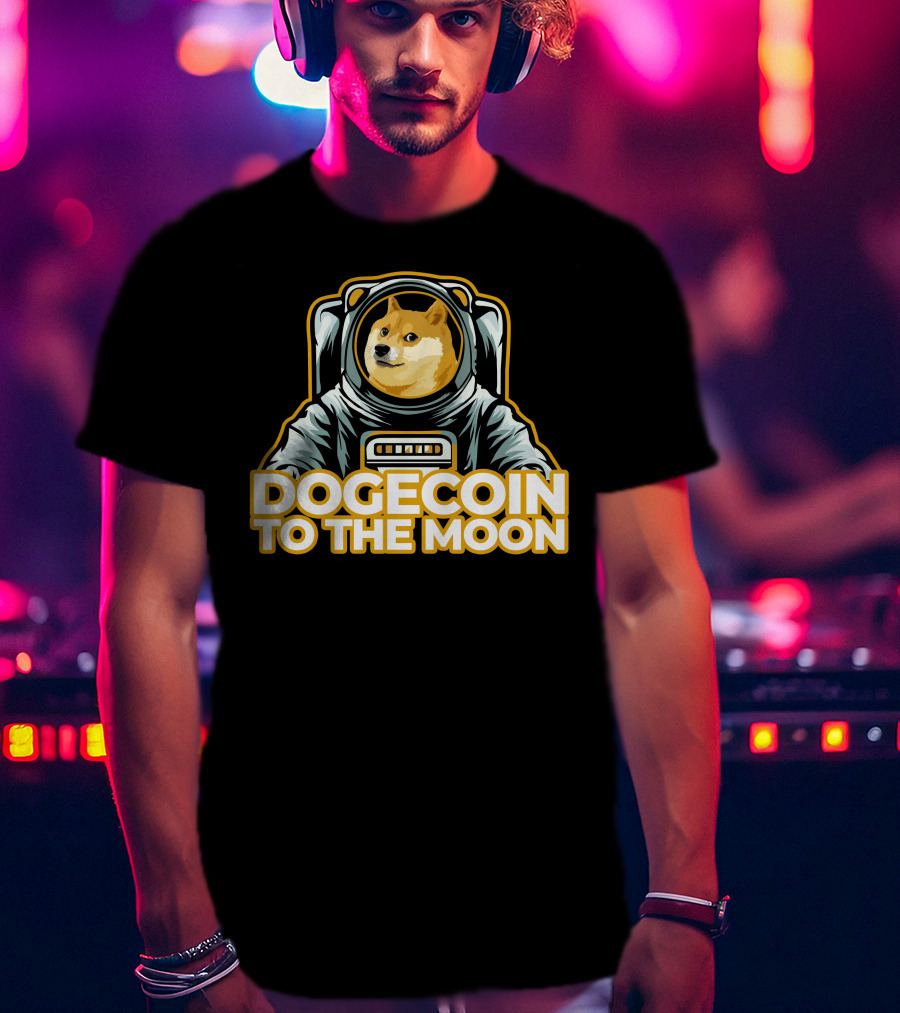Shiba Dogecoin Astronaut Journey To The Moon T-Shirt