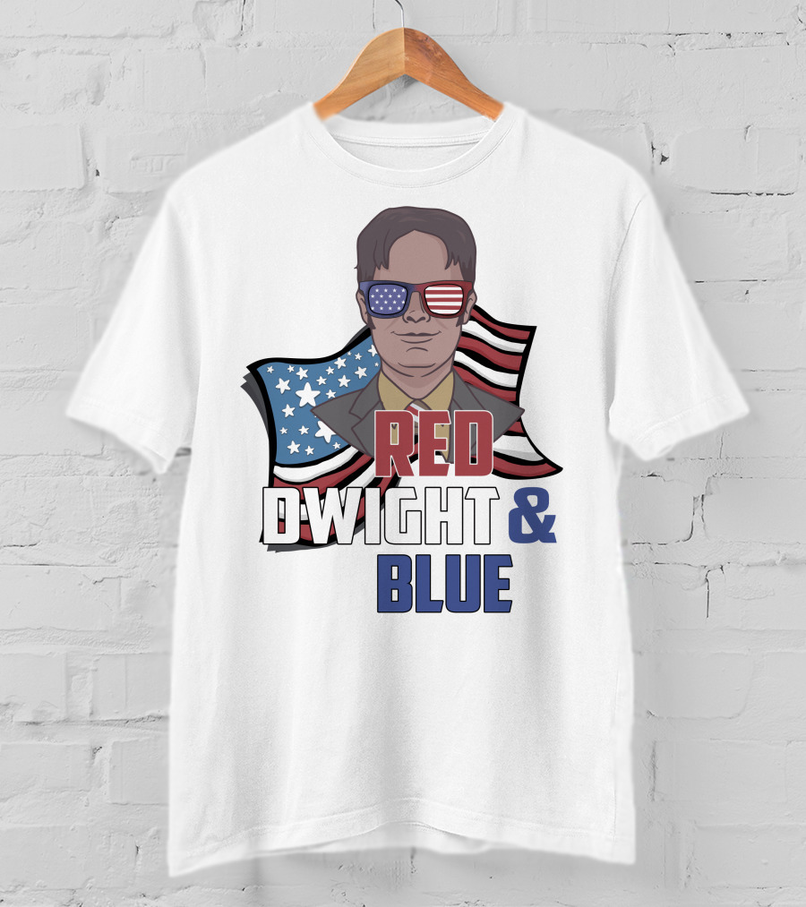 Dwight Red White And Blue Glasses American Flag T-Shirt