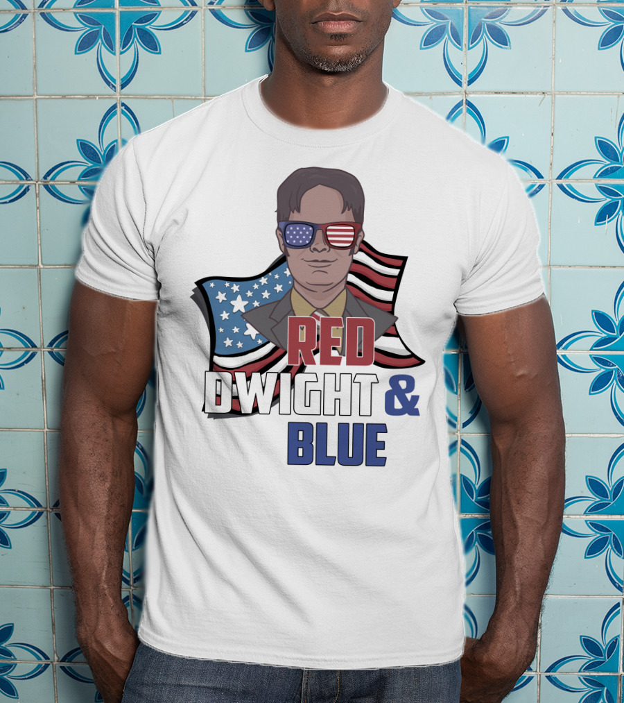 Dwight Red White And Blue Glasses American Flag T-Shirt