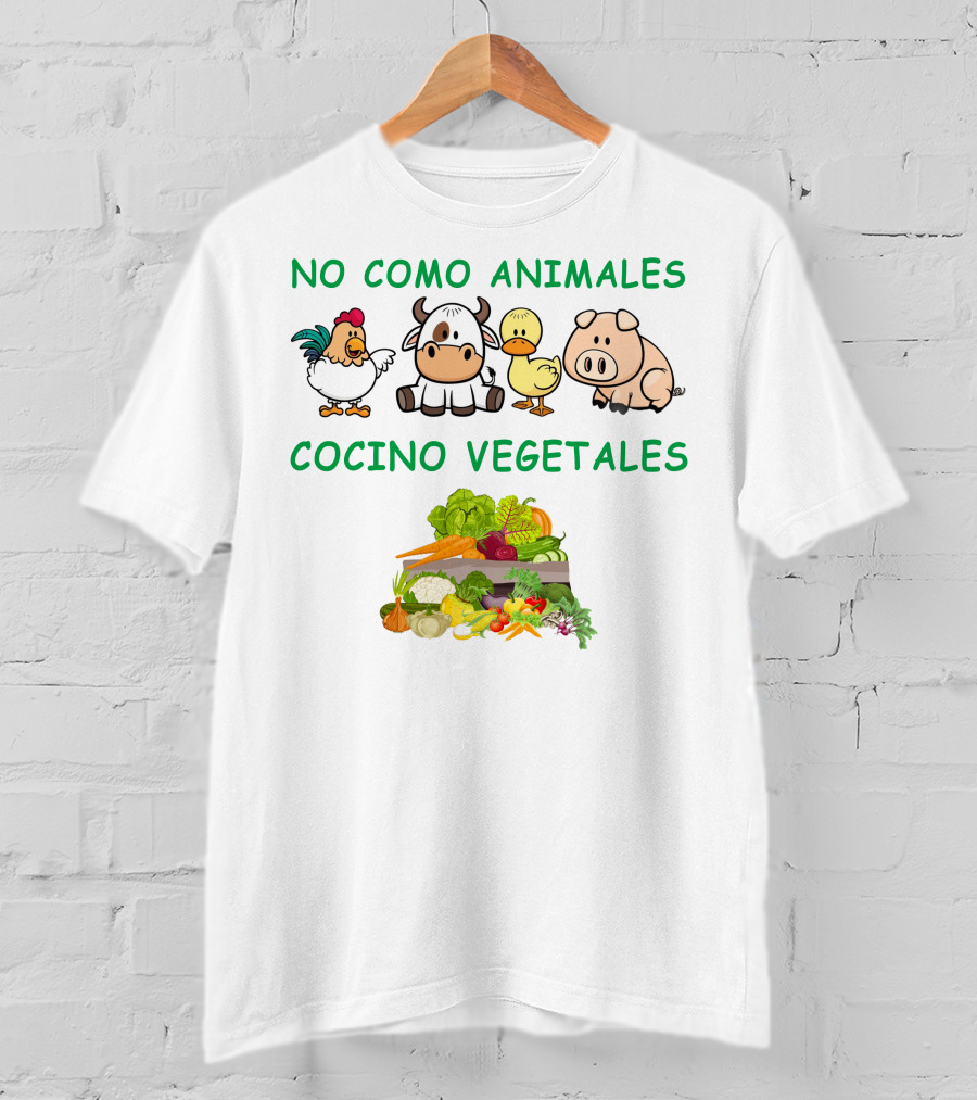 No Como Animales Cocino Vegetales Granja Pollo Vaca Pato Cerdo Verduras T-Shirt