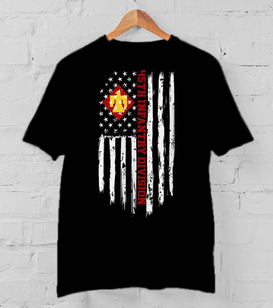 45th Infantry Division American Flag Distressed T-Shirt