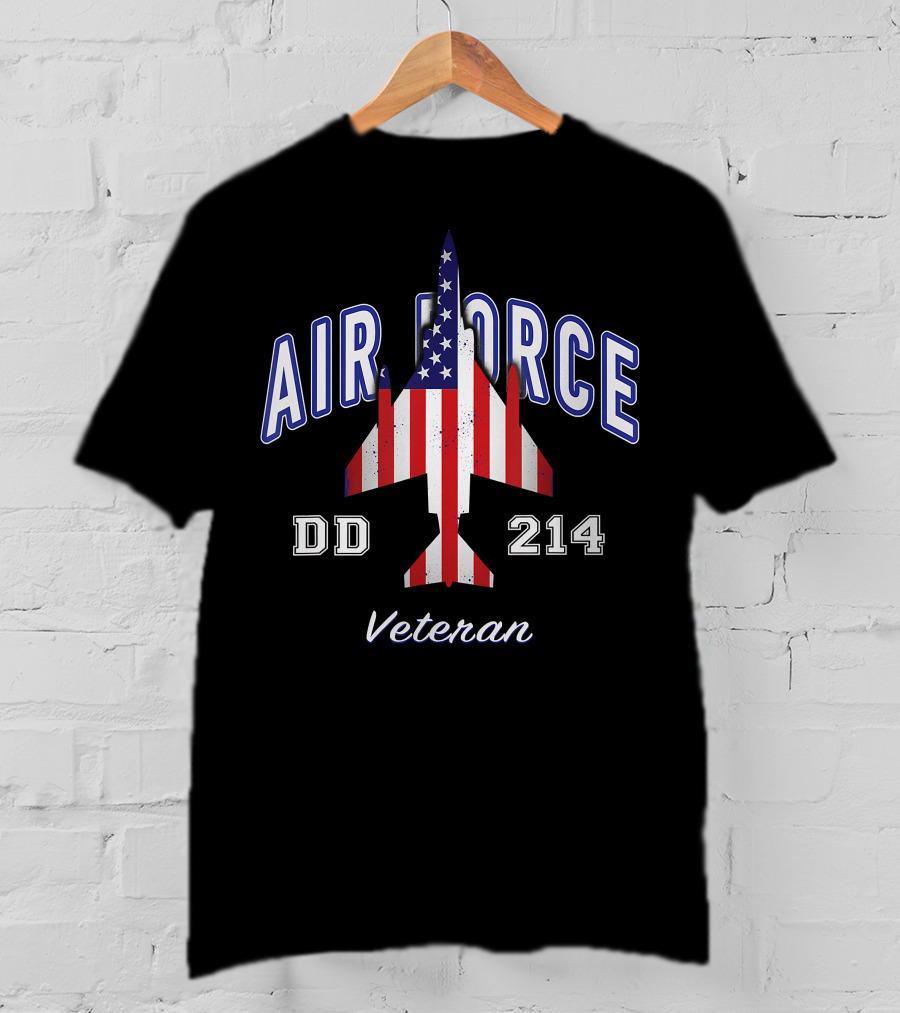 Air Force DD 214 Veteran American Flag Phantom T-Shirt
