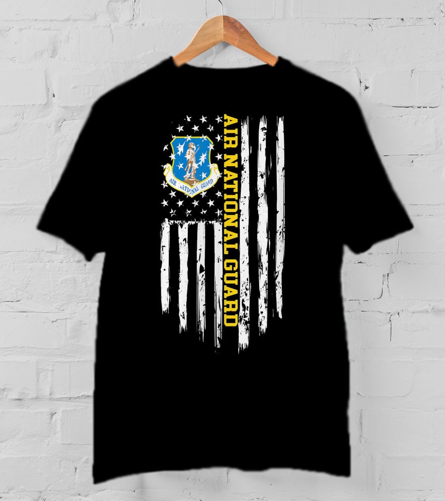 Air National Guard Emblem With American Flag T-Shirt