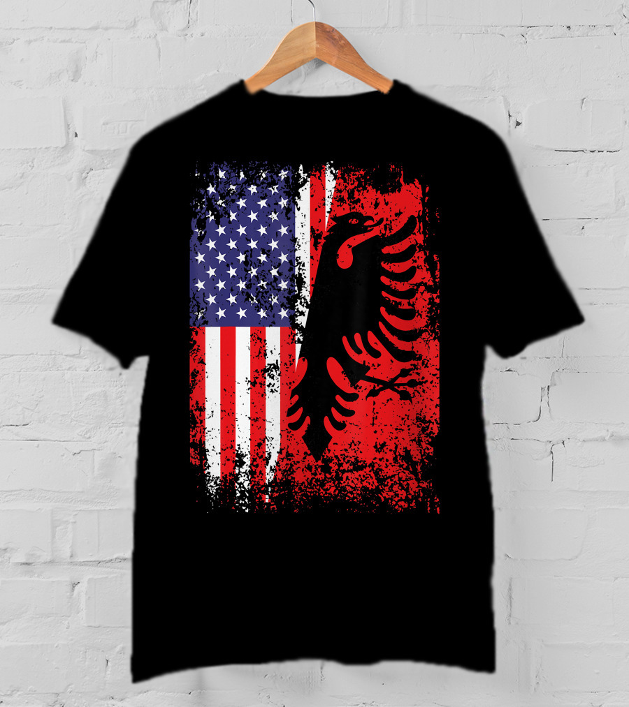 USA American Albania Flag Patriotic Albanian American Flag T-Shirt