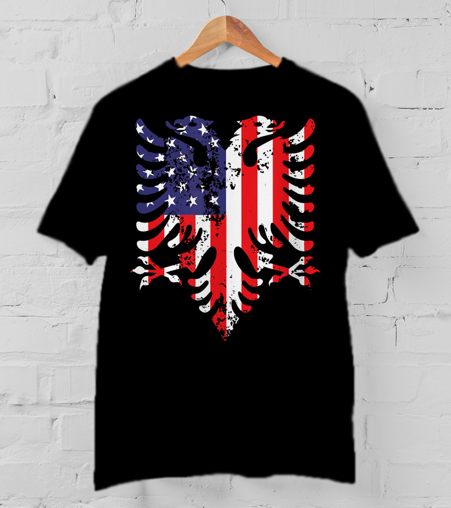 Albanian Eagle American Flag USA Albania Iconic T-Shirt
