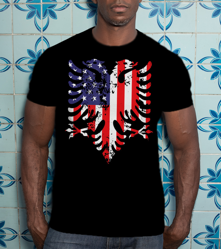 Albanian Eagle American Flag USA Albania Iconic T-Shirt