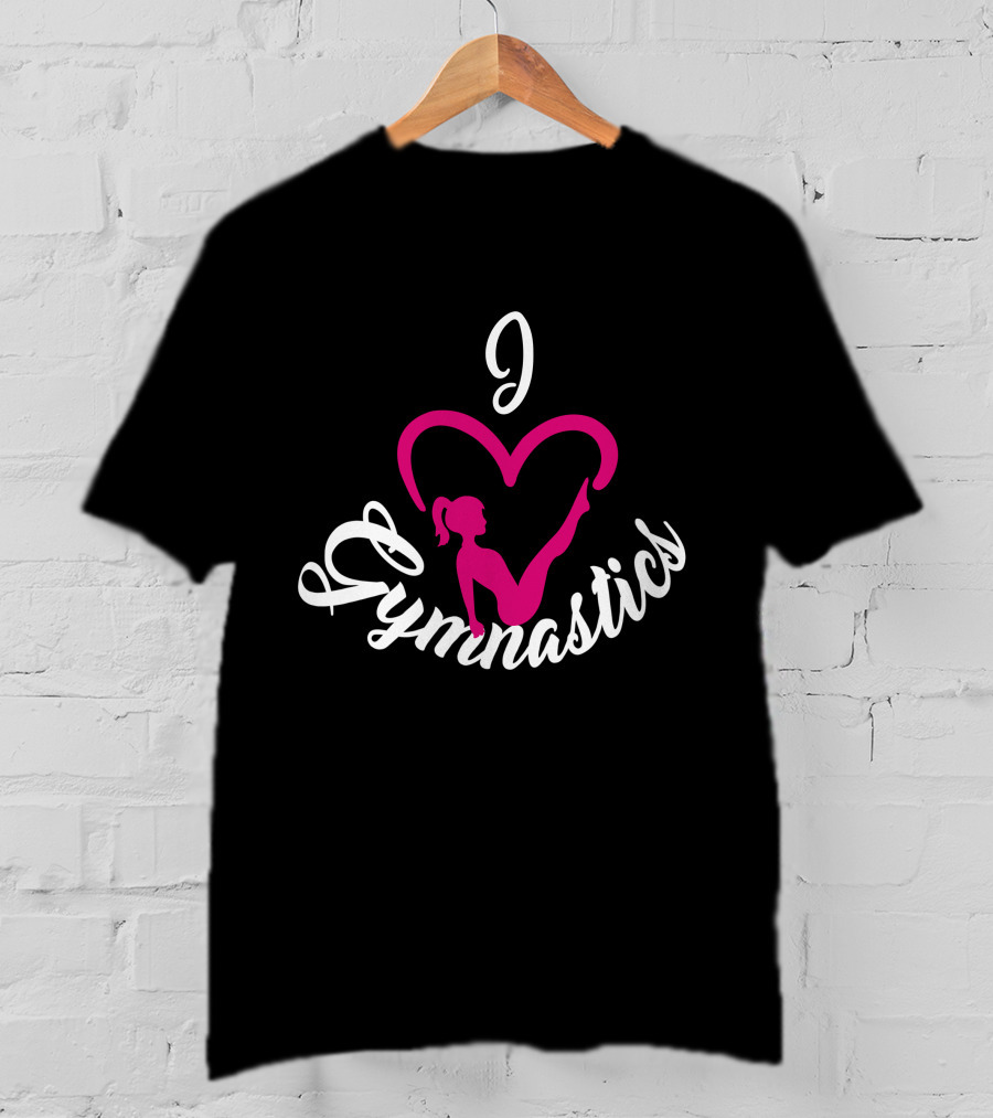 I Love Gymnastics Pink Heart T-Shirt