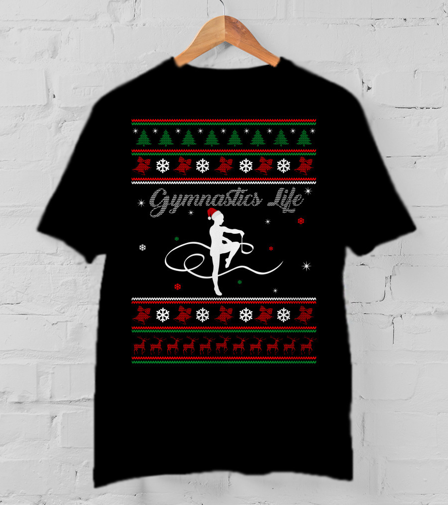 Gymnastics Life Christmas Santa Hat Holiday T-Shirt