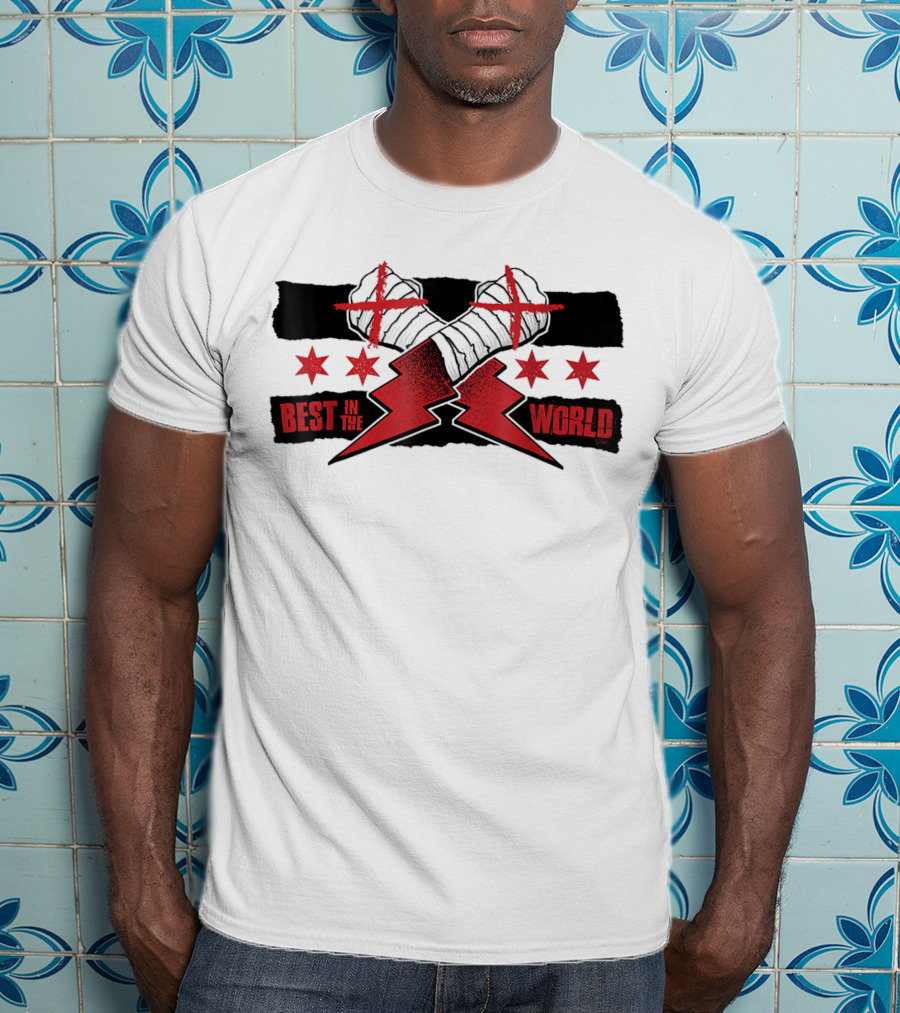 Best In The World CM Punk First AEW Gift Fists Stars Lightning Bolts T-Shirt