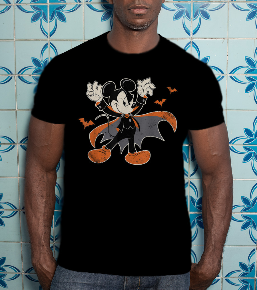 Disney Mickey Mouse Halloween Dracula With Bats T-Shirt