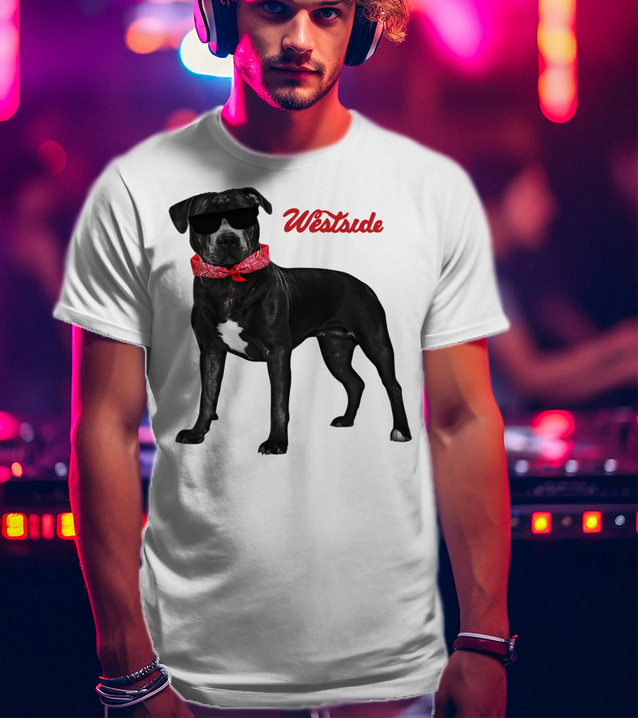 Westside Cool Dog With Sunglasses And Bandana T-Shirt