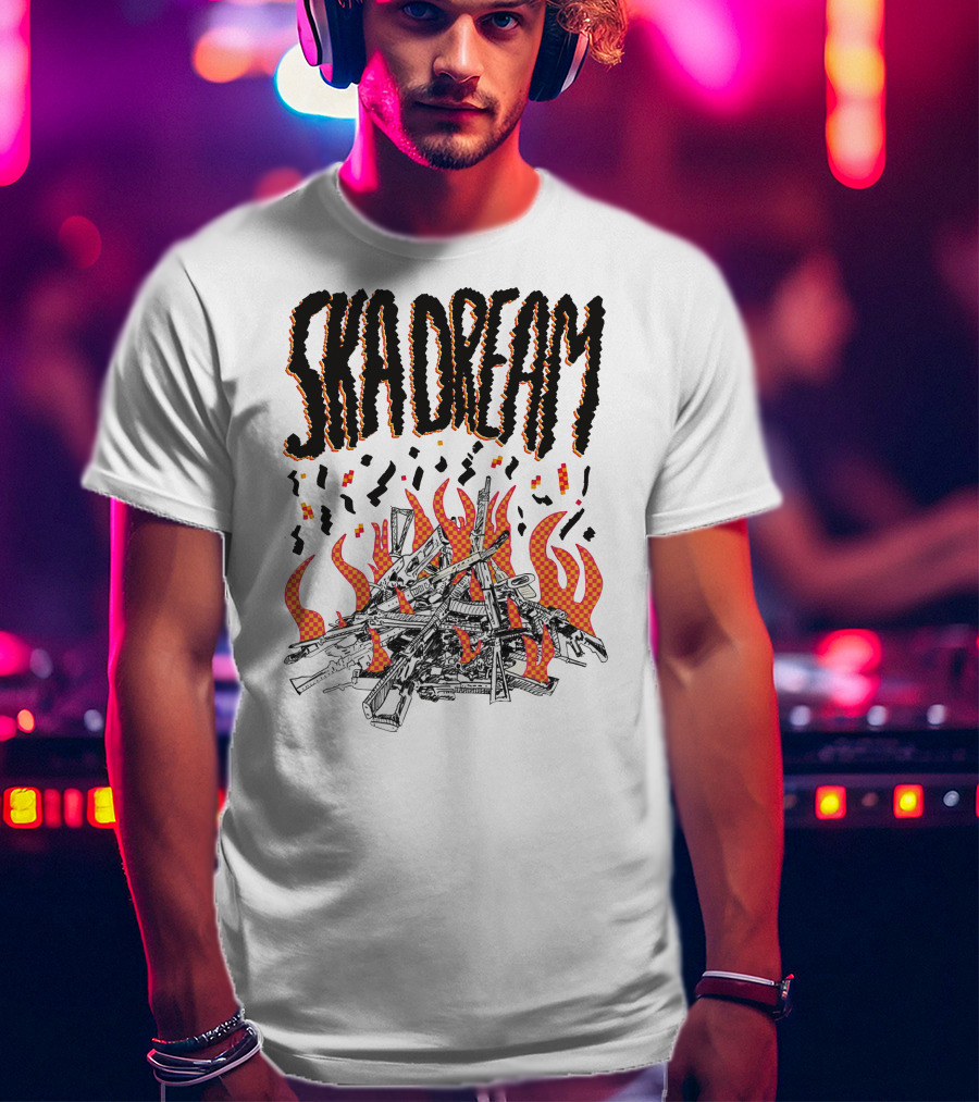 SKA DREAM Flames And Instruments Pile T-Shirt