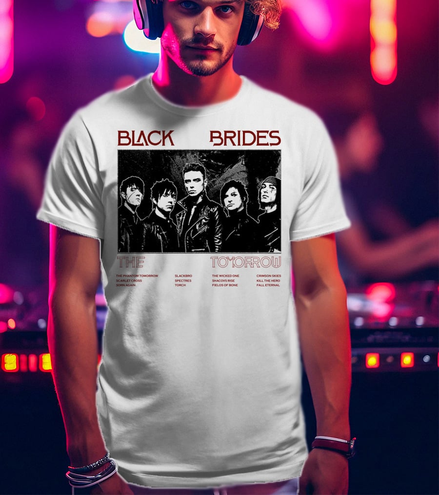Black Veil Brides The Phantom Tomorrow Slackerbo Spectres Torch The Wicked One Shadows Rise Fields Of Bone Crimson Skies Kill The Hero Fall Eternal T-Shirt