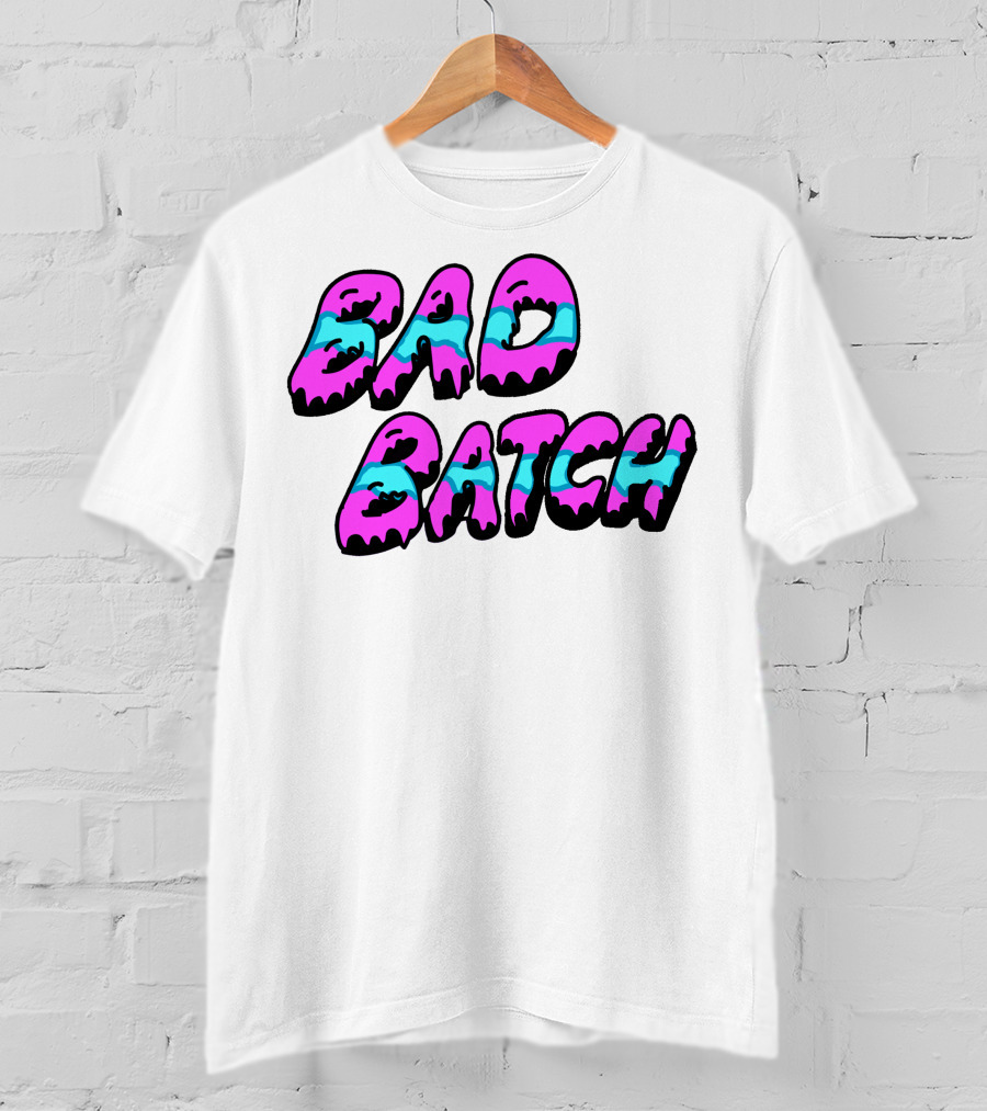 Bad Batch Dripping Pink And Blue Text T-Shirt