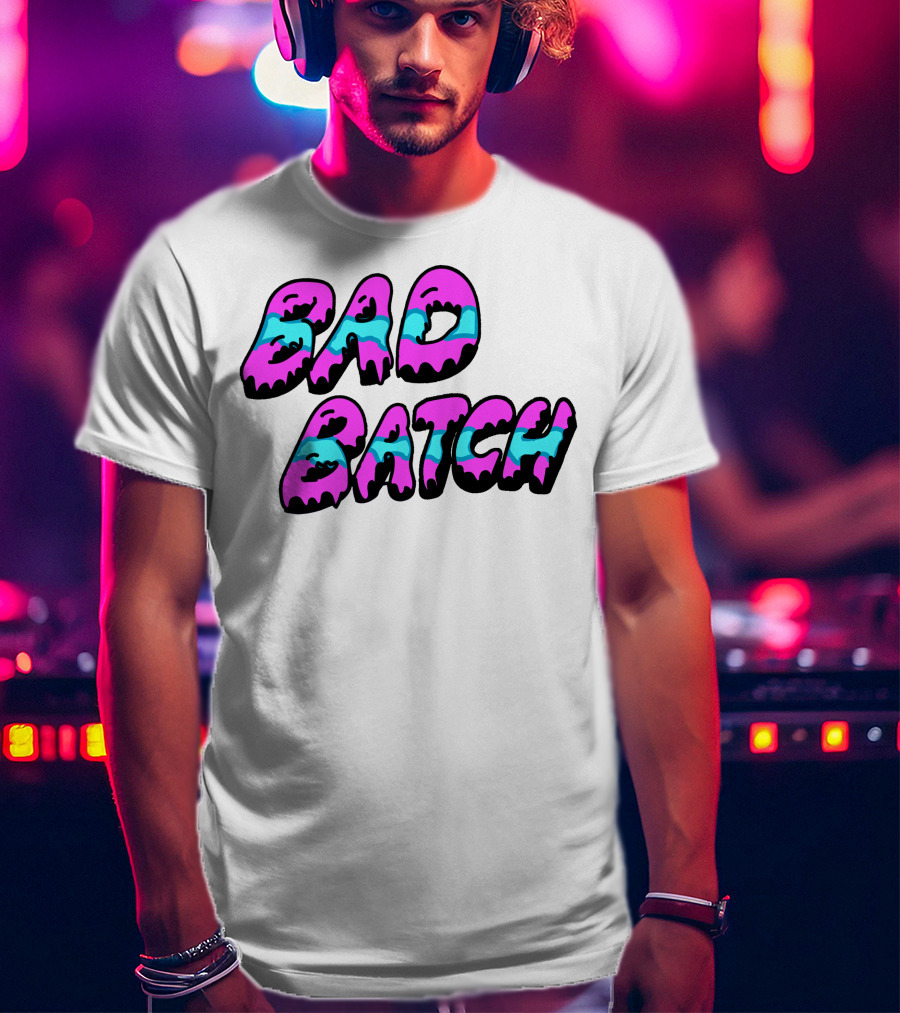 Bad Batch Dripping Pink And Blue Text T-Shirt