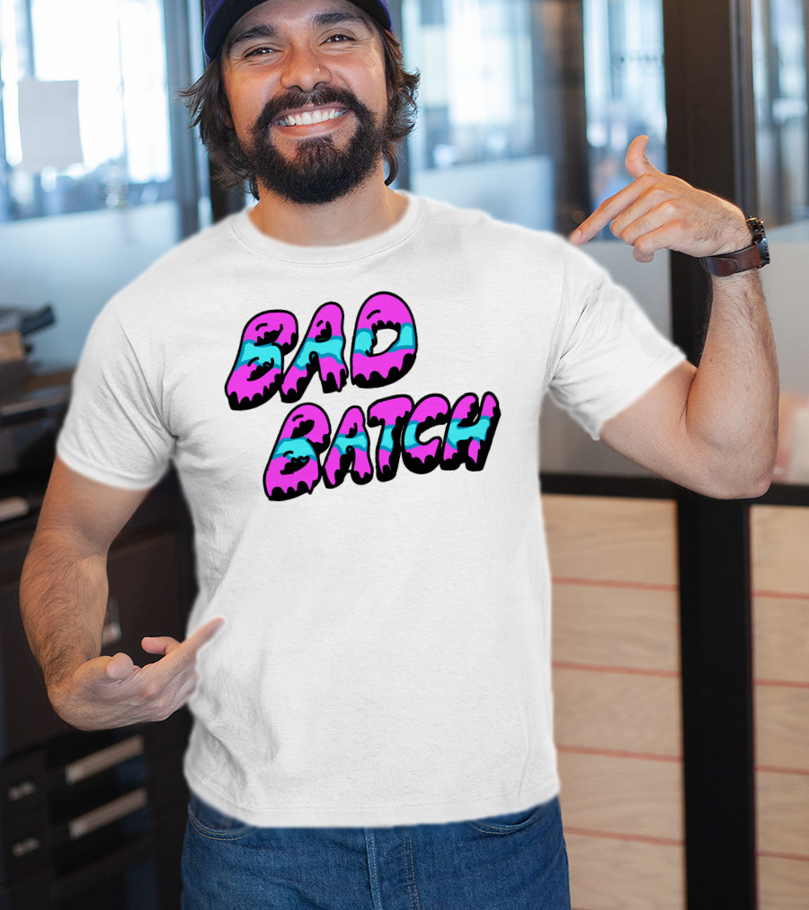 Bad Batch Dripping Pink And Blue Text T-Shirt