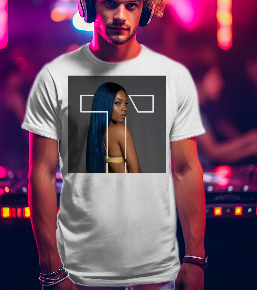 Terilisha T Silhouette Overlay With Blue Hair T-Shirt