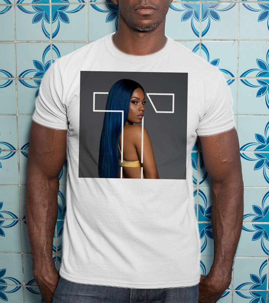 Terilisha T Silhouette Overlay With Blue Hair T-Shirt