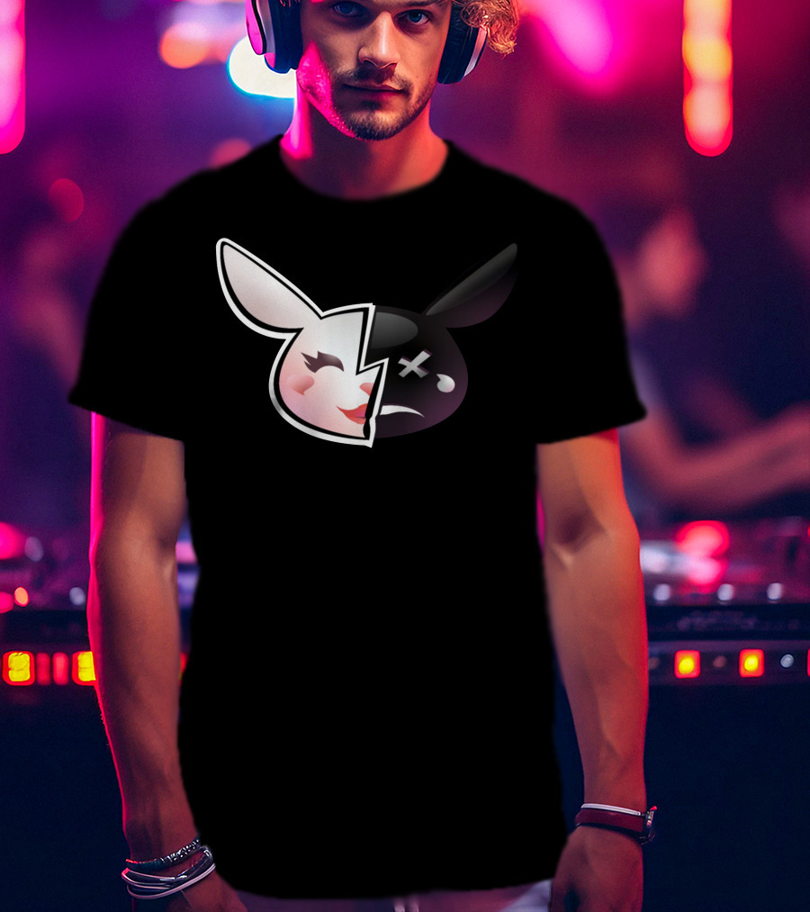 Trisha Paytas Merchandise Happy Sad Bunny Icon Split Face T-Shirt