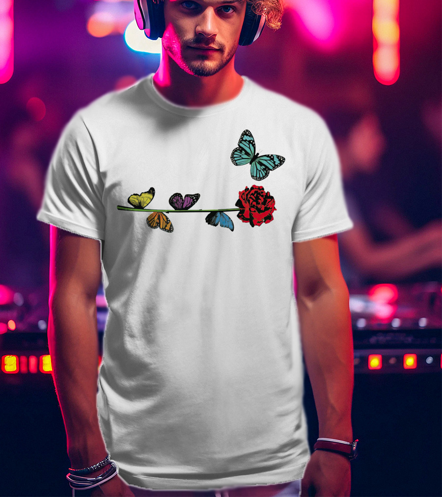 Malu Trevejo Butterflies And Rose T-Shirt