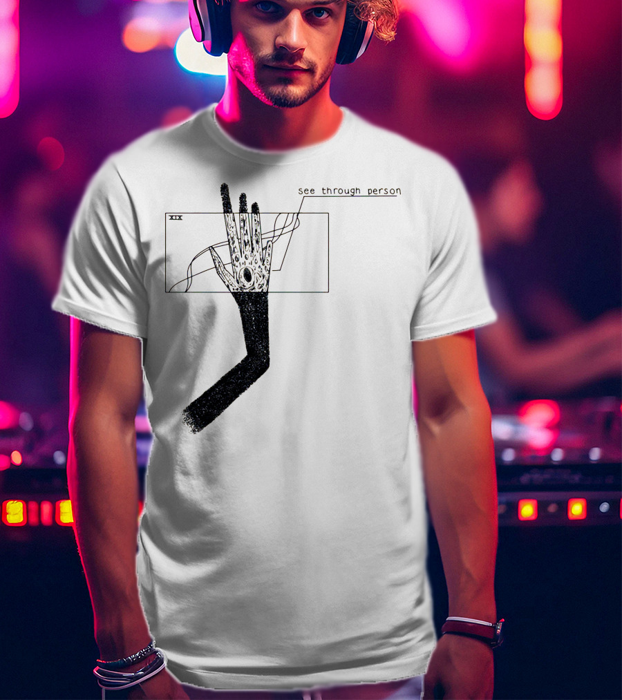 See Through Person Hand Illustration With Void Design And Abstract Lines T-Shirt