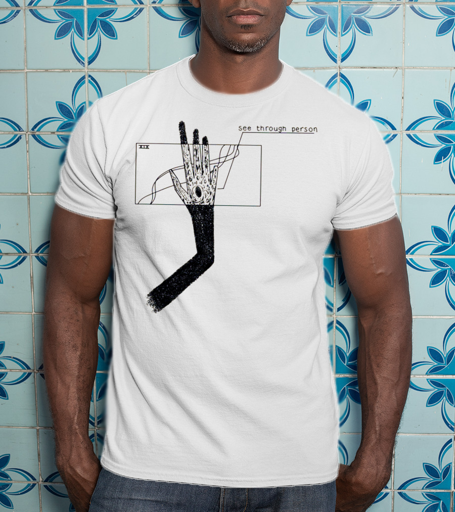 See Through Person Hand Illustration With Void Design And Abstract Lines T-Shirt