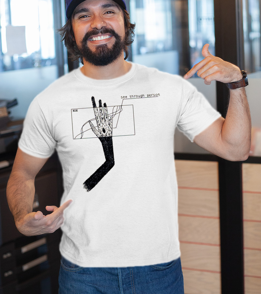 See Through Person Hand Illustration With Void Design And Abstract Lines T-Shirt
