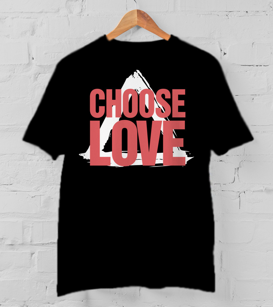 CHOOSE LOVE Merch Pink Text On Triangle Brushstroke T-Shirt