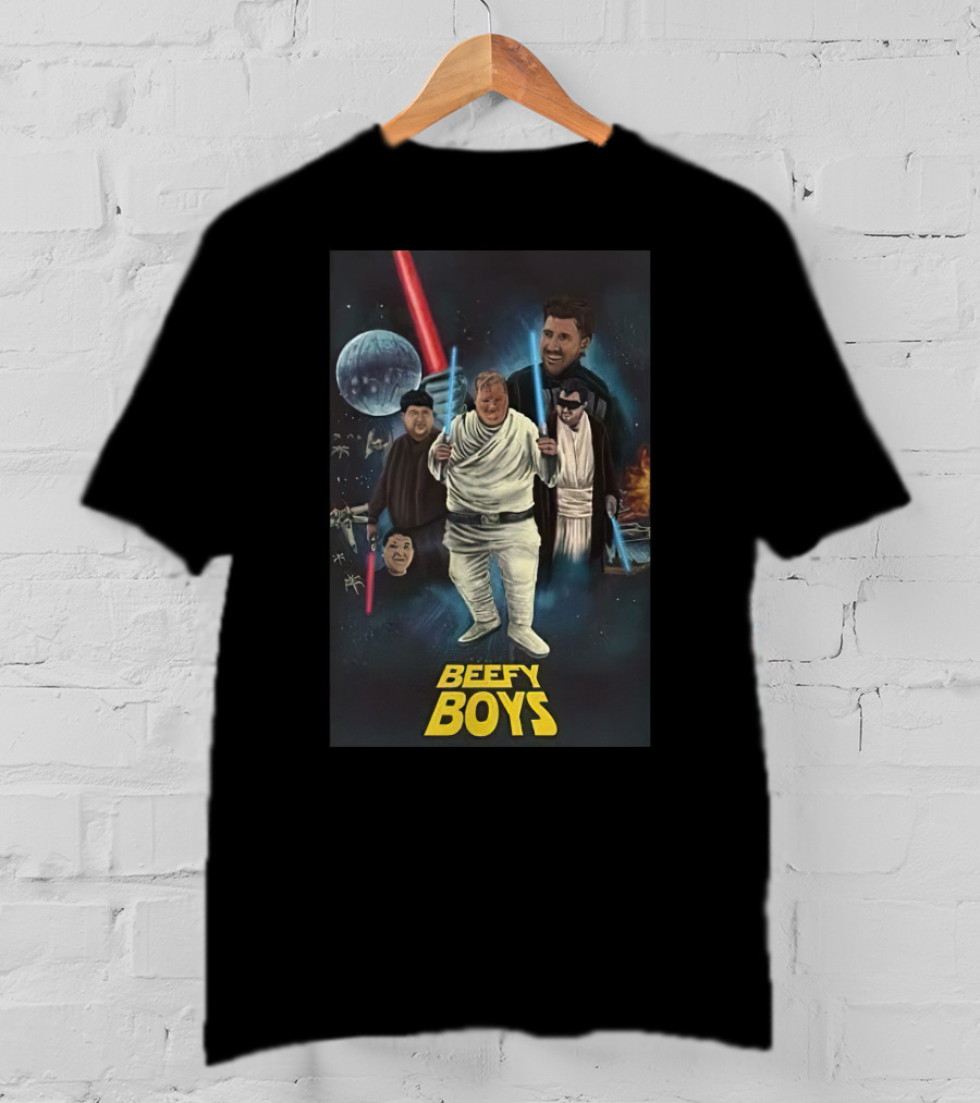Beefy Boys Parody Featuring Jeff Wittek Characters Lightsabers T-Shirt