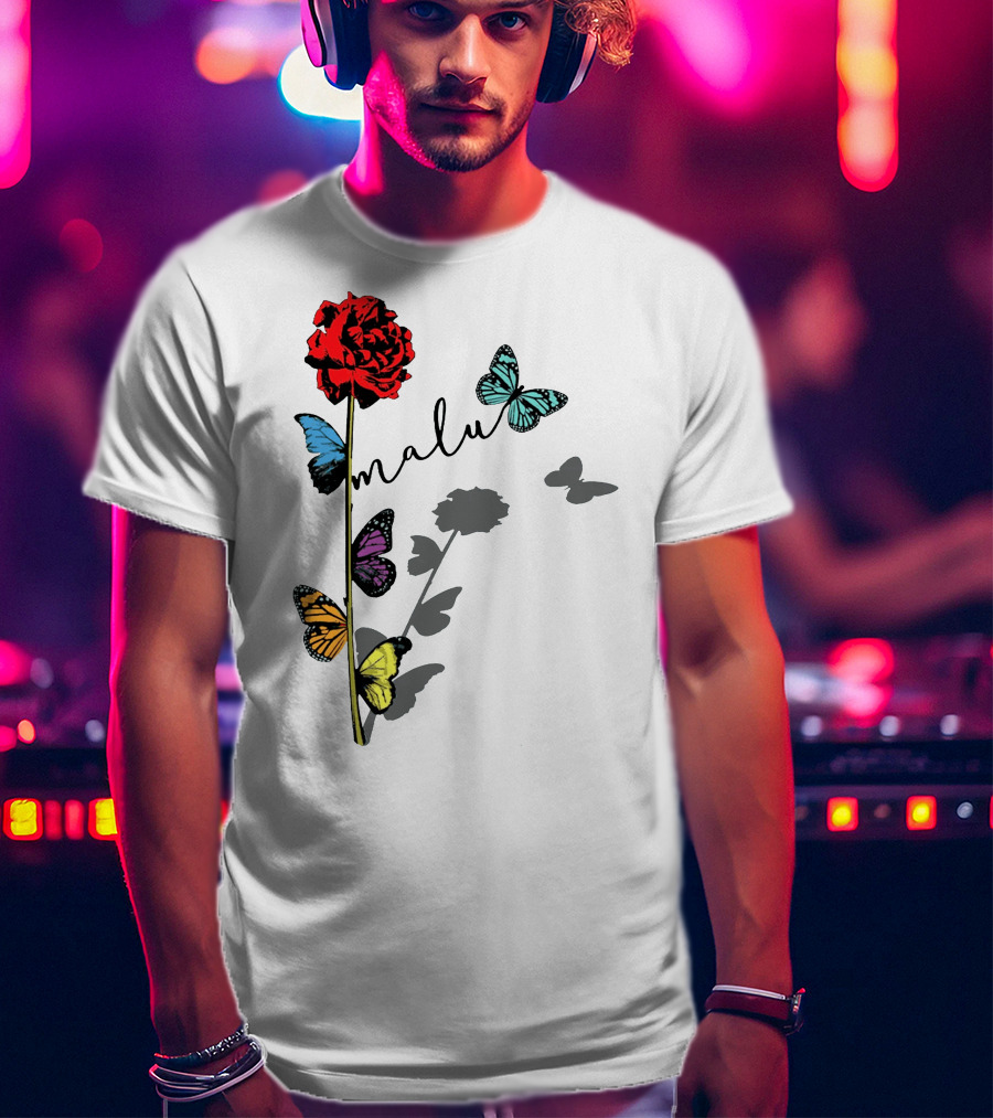 Malu Red Rose Butterflies T-Shirt