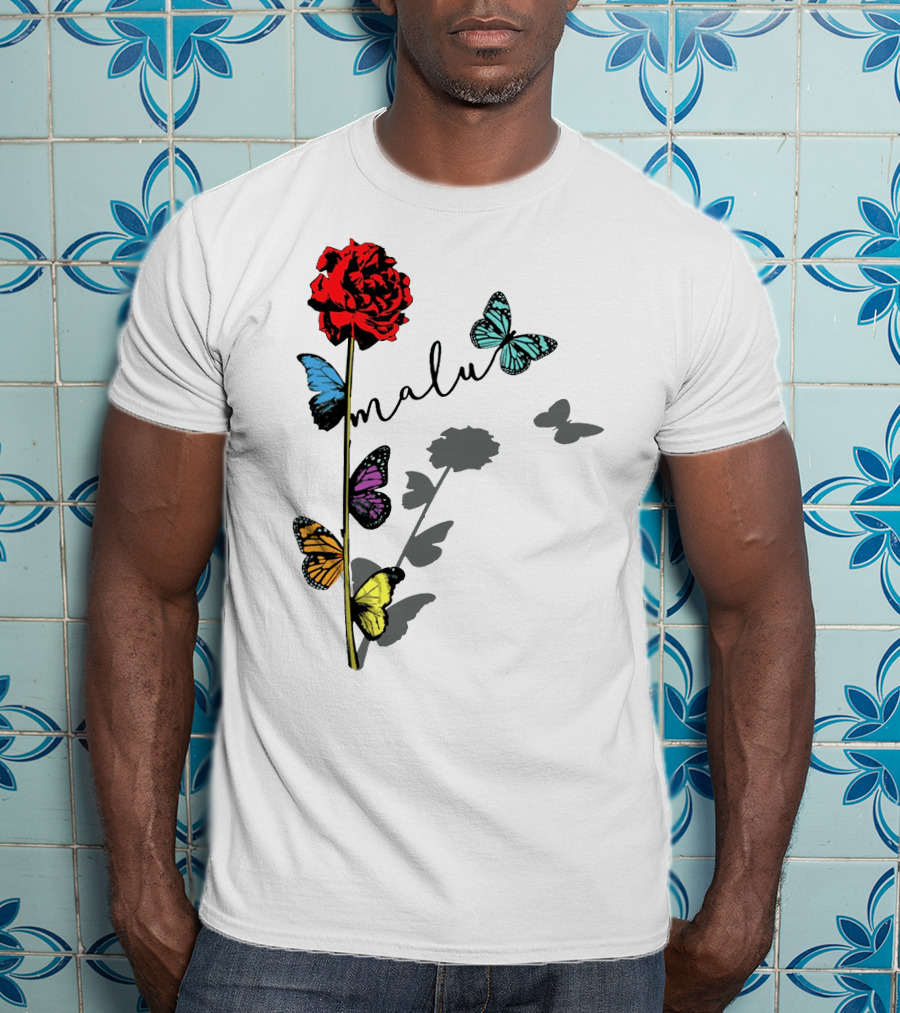Malu Red Rose Butterflies T-Shirt
