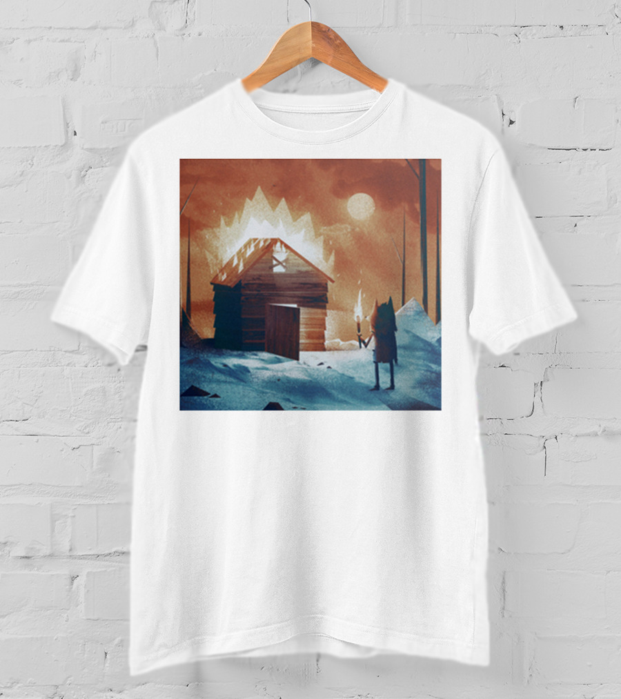 Galleons Merch Cabin Under Twilight With Frozen Forest And Firelight T-Shirt
