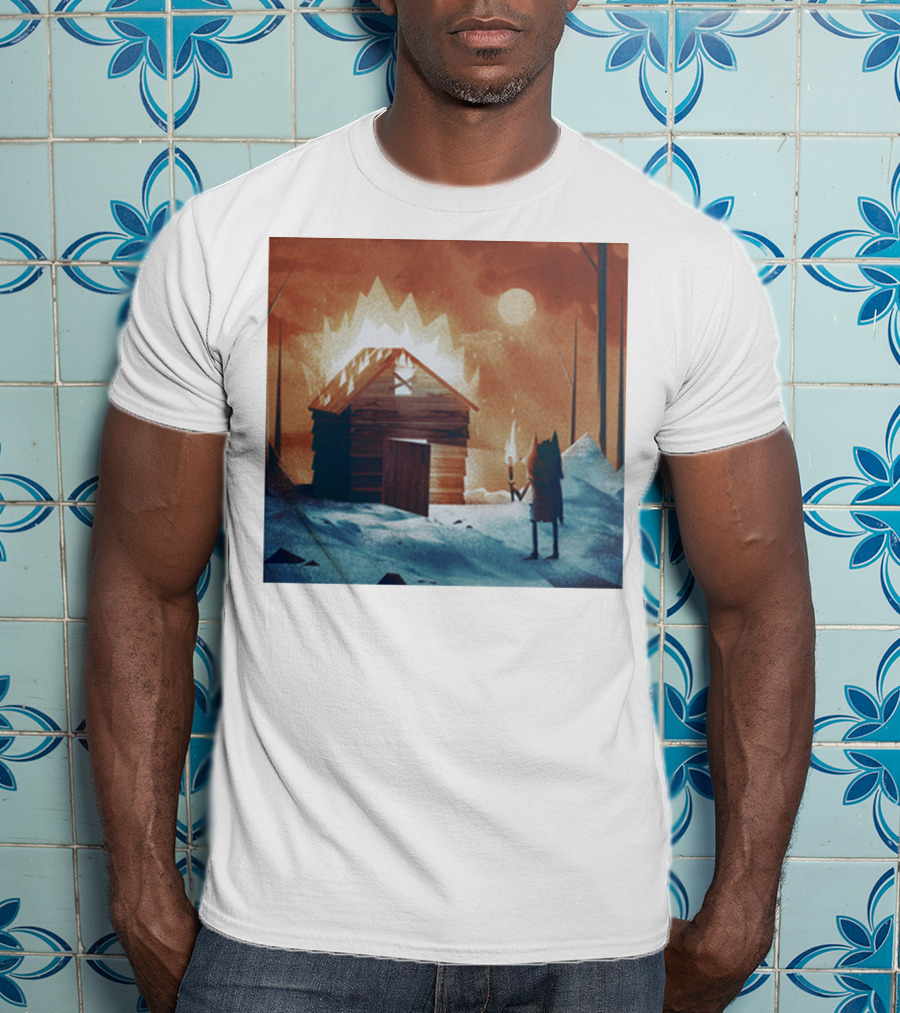 Galleons Merch Cabin Under Twilight With Frozen Forest And Firelight T-Shirt