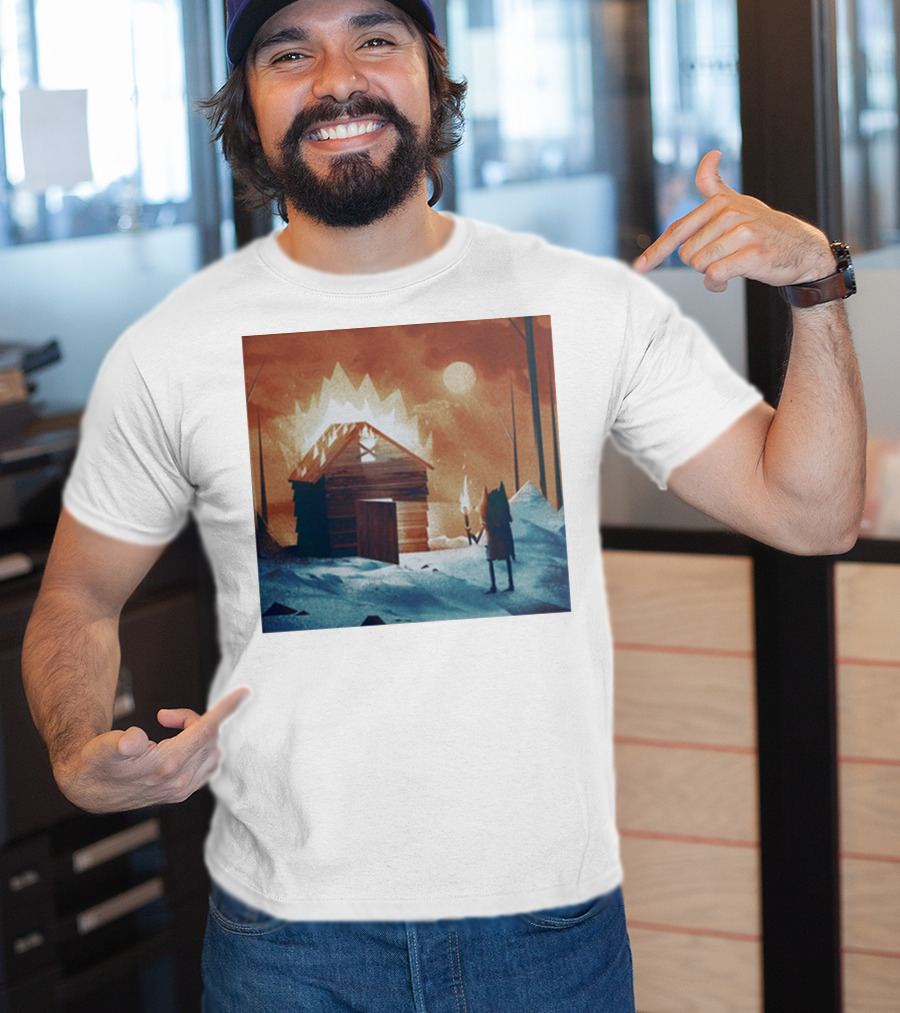 Galleons Merch Cabin Under Twilight With Frozen Forest And Firelight T-Shirt
