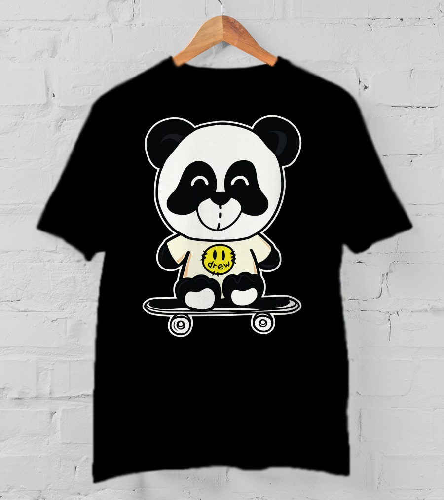 Drew House Panda Bear On Skateboard T-Shirt